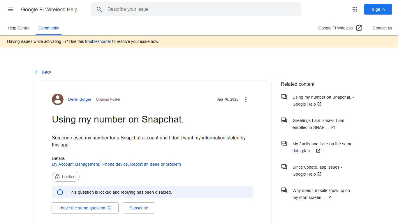 Using my number on Snapchat. - Google Fi Wireless Community